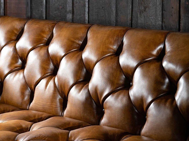 LIVING ROOM FURNITURE - Designer Genuine Leather chesterfield sofa set