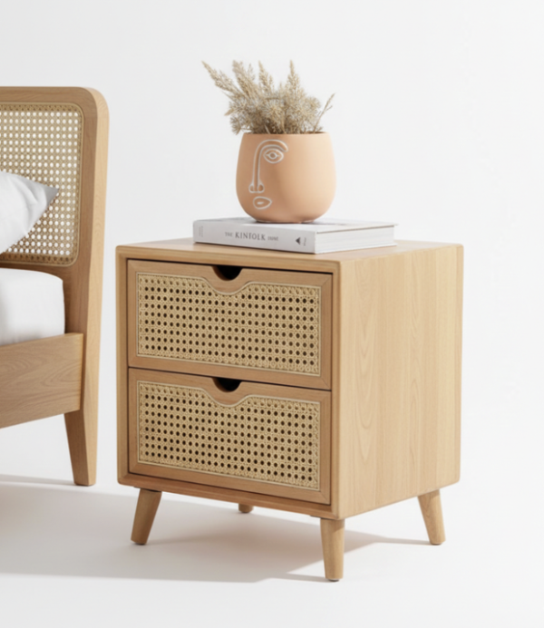 Modern Cane Bedside Table