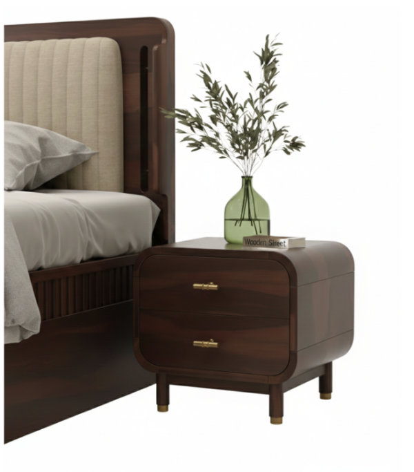 Rounded Wooden Bedside Table