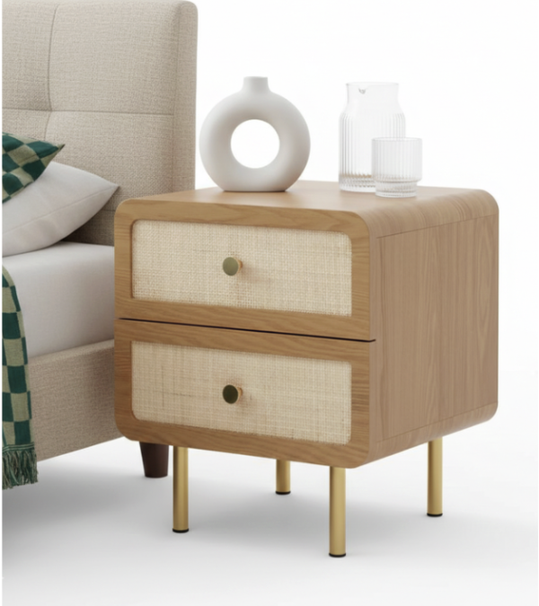 Cane Drawer Bedside Table