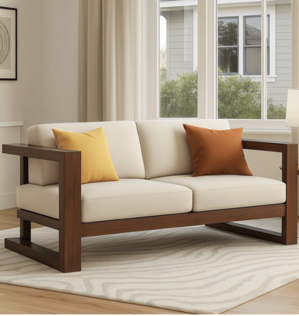 Linear L-Frame Wooden Sofa